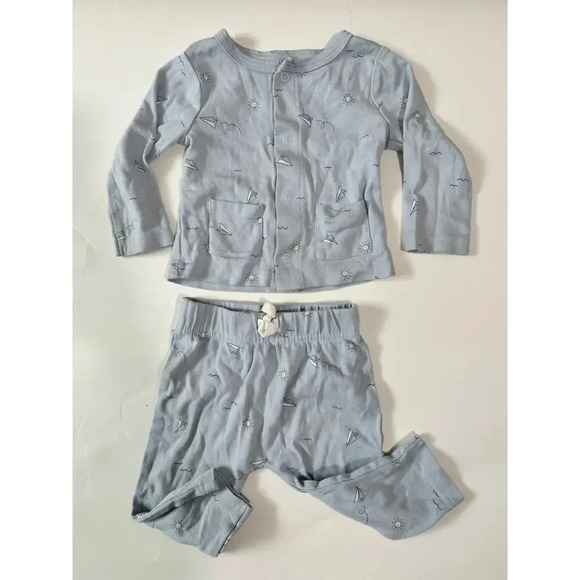 Carters Baby Set of Pants and buttons Shirt Light blue size 6M - Picture 1 of 6